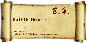 Bolfik Henrik névjegykártya
